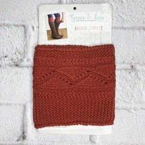 Rust Cable Knit Boot Cuffs by Grace & Lace - C22-81 Cabled Cuff in Rust